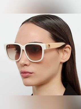 Linda Farrow Perry D Frame Sunglasses White Acetate Oversized MSRP $540